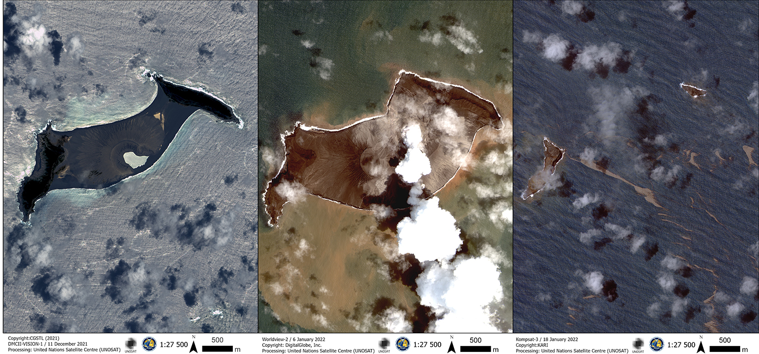 UNOSAT HungaTonga HungaHaapai TimeLapseVolcano VO202201015TON 1 5x2.3inches